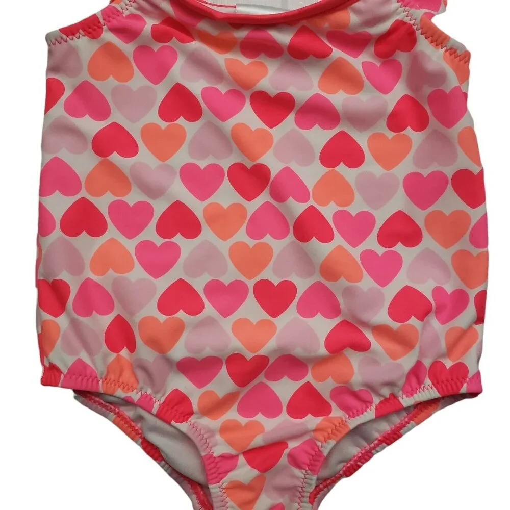 Carter's Baby Girls One Piece Swimsuit Pink Hearts 24 Months